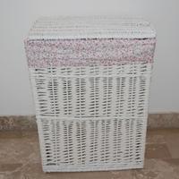 Cesto portabiancheria giochi vimini bianco