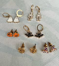 Set orecchini Halloween  zucca fantasmi ragni oro