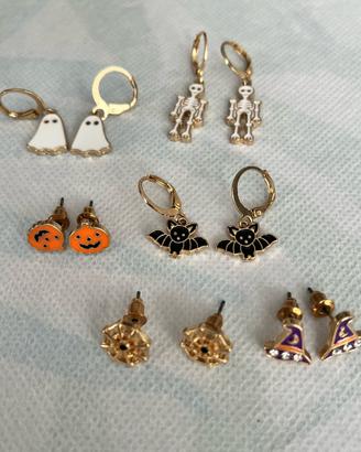 Set orecchini Halloween  zucca fantasmi ragni oro