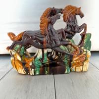 Scultura Cavalli Vintage in Ceramica