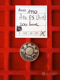 Italia Moneta 200 Lire 1990 Argento commemorativa 