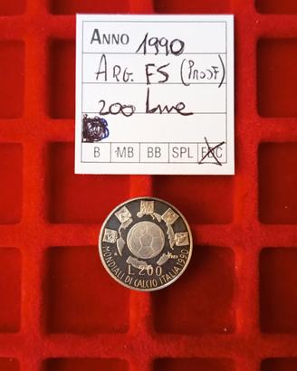 Italia Moneta 200 Lire 1990 Argento commemorativa 