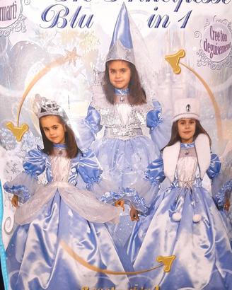 Costume carnevale NUOVO Tre principesse blu in 1