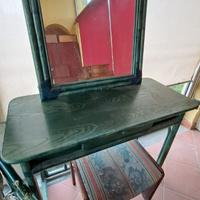 Tavolo Rattan con Specchiera, Sedia e Poltroncina