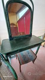 Tavolo Rattan con Specchiera, Sedia e Poltroncina