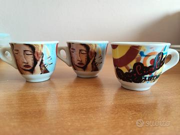 Set di tre tazzine e 6 piattini Guglielmo Vintage