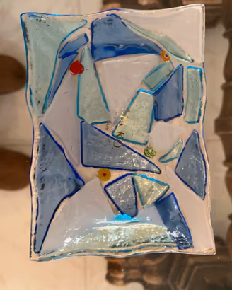 Piattino in vetro decorato a mano