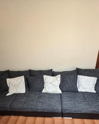 Divano Moderno Grigio Scuro/Nero con Penisola