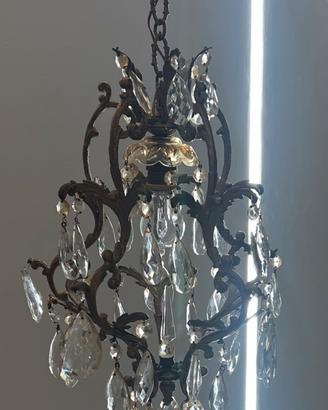 Lampadario in ferro battuto vintage
