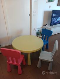 Tavolo e sedie per bambini