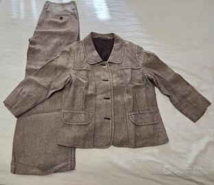 COMPLETO TAILLEUR donna lino fiammato Tg 46