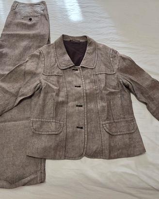 COMPLETO TAILLEUR donna lino fiammato Tg 46