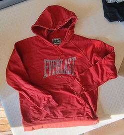 Felpa Everlast L Large uomo cappuccio cotone rosso