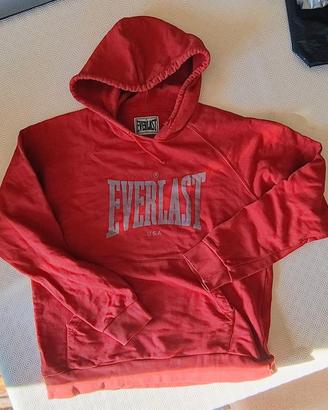 Felpa Everlast L Large uomo cappuccio cotone rosso