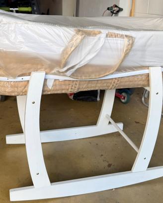 culla a cesta vimini bianca materassino neonati