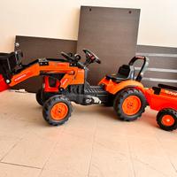 Trattore a Pedali Kubota con rimorchio
