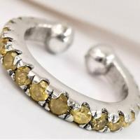 orecchino oro bianco e diamanti gialli