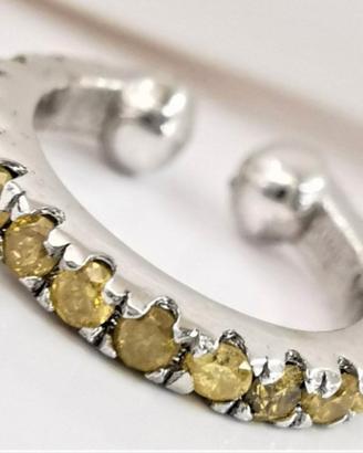 orecchino oro bianco e diamanti gialli