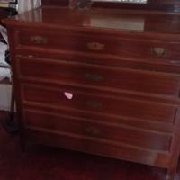 cassettiera in legno con specchiera anni 50