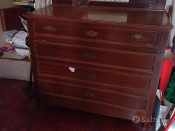 cassettiera in legno con specchiera anni 50