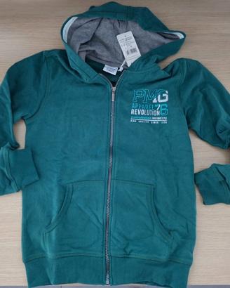 Felpa verde Primigi con zip e capp NUOVA 12  anni