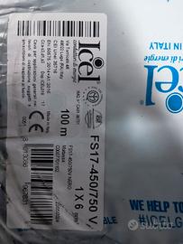 Cavo unipolare Nero Fs17 6mmq 100mt