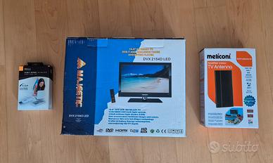 TV con DVD, antenna Meliconi e ricevitore per PC 
