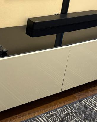 Mobile TV moderno 180 cm laccato con vetro nero –
