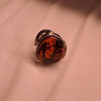 anello argento e ambra