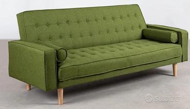  divano letto clic-clack in lino verde