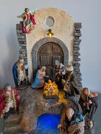 Presepe artigianale su base in legno