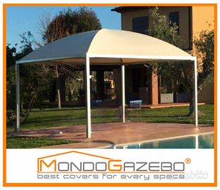 Gazebo Sun Pluvio 4x4 fisso tetto rotondo acciaio