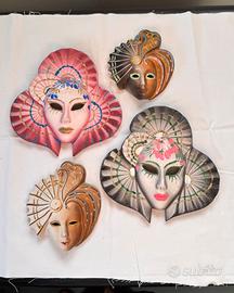 Set di 4 Maschere Venete Decorate a mano