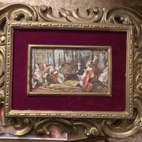 Coppia quadretti antichi con cornice barocca in le