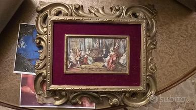 Coppia quadretti antichi con cornice barocca in le