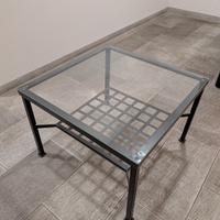 tavolino in ferro e vetro temperato 