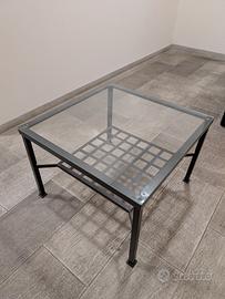 tavolino in ferro e vetro temperato 