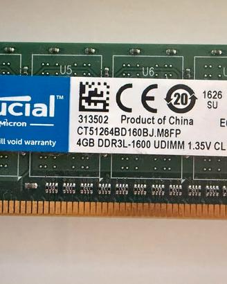 Lotto Memoria RAM 8GB Desktop
