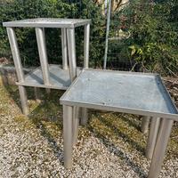 Tavoli professionali, acciaio inox, microforati.
