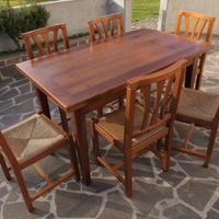 Tavolo Arte Povera Massello + 6 Sedie Impagliate