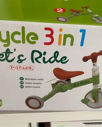 Triciclo per bambini tre modlaita di utilizzo