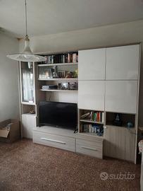 Parete Attrezzata Moderna – Rovere Chiaro e Bianco