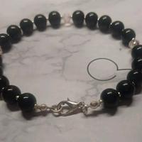 Bracciale uomo con onice nera e cristalli 