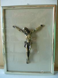 Quadro scultura dorata Cristo crocefisso vintage