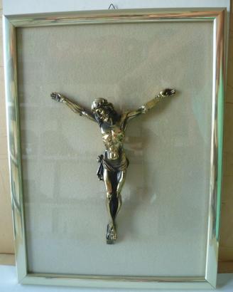 Quadro scultura dorata Cristo crocefisso vintage