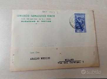 Piego Ordine 1953 TREVISO per MILANO - "Italia al