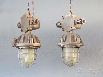 LAMPADA INDUSTRIALE DA FABBRICA VINTAGE COMPLETA