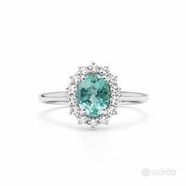 (DISPONIBILE) ANELLO ORO DIAMANTI CON PARAÍBA