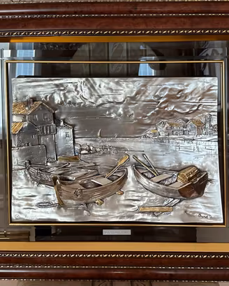 Quadro Argento Brunel  "Barche sull'arenile"