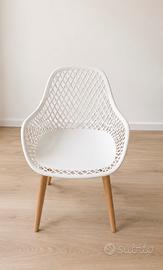Set 4 sedie Baroni Homd bianche cone gambe legno